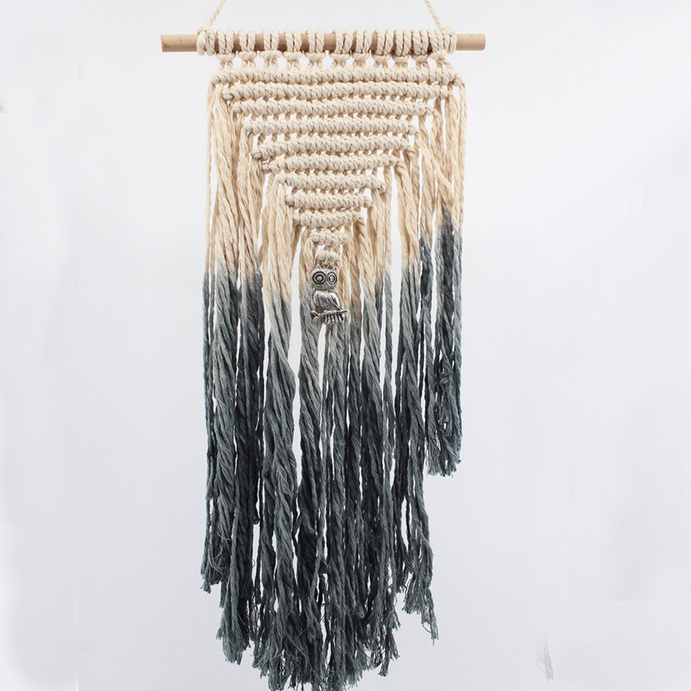 Blue macramé wall hanging